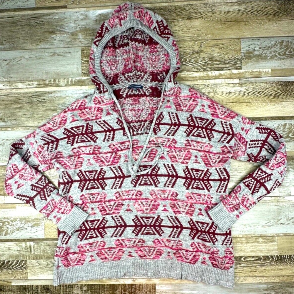 American Eagle Outfitters Aztec hooded long sleeve sweater - SZ M. Y2K